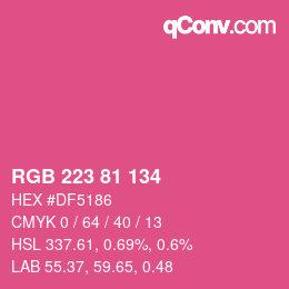 Código de color: RGB 223 81 134 | qconv.com