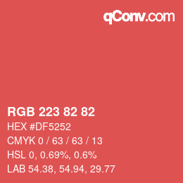 Color code: RGB 223 82 82 | qconv.com