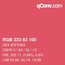 颜色代码: RGB 223 83 100 | qconv.com