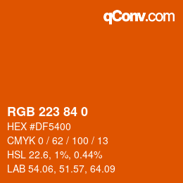 Color code: RGB 223 84 0 | qconv.com