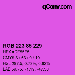 Color code: RGB 223 85 229 | qconv.com