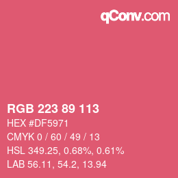 Color code: RGB 223 89 113 | qconv.com