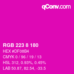 Color code: RGB 223 8 180 | qconv.com