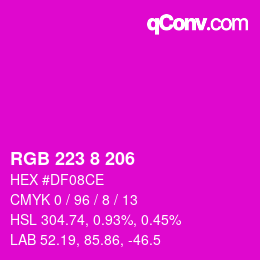 Farbcode: RGB 223 8 206 | qconv.com