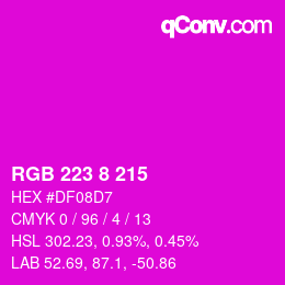 カラーコード: RGB 223 8 215 | qconv.com