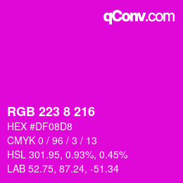 カラーコード: RGB 223 8 216 | qconv.com