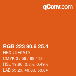 カラーコード: RGB 223 90.8 25.4 | qconv.com