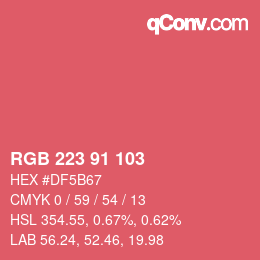 Color code: RGB 223 91 103 | qconv.com
