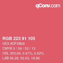 Color code: RGB 223 91 105 | qconv.com