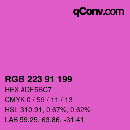 Color code: RGB 223 91 199 | qconv.com