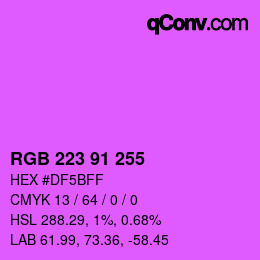 Color code: RGB 223 91 255 | qconv.com