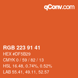 Color code: RGB 223 91 41 | qconv.com