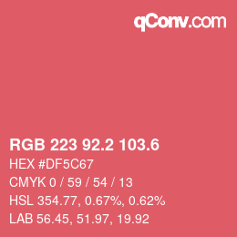カラーコード: RGB 223 92.2 103.6 | qconv.com