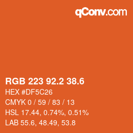 カラーコード: RGB 223 92.2 38.6 | qconv.com