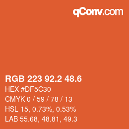 カラーコード: RGB 223 92.2 48.6 | qconv.com