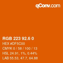 カラーコード: RGB 223 92.6 0 | qconv.com