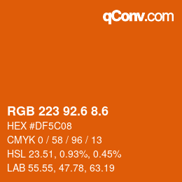 カラーコード: RGB 223 92.6 8.6 | qconv.com