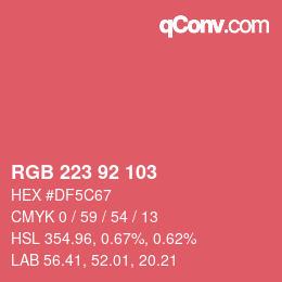 Color code: RGB 223 92 103 | qconv.com