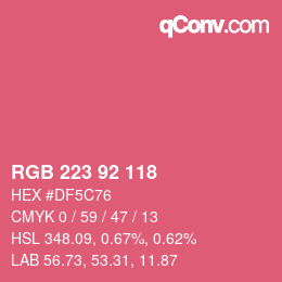 カラーコード: RGB 223 92 118 | qconv.com