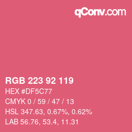 カラーコード: RGB 223 92 119 | qconv.com