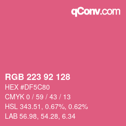 Color code: RGB 223 92 128 | qconv.com