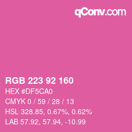 カラーコード: RGB 223 92 160 | qconv.com