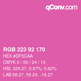 カラーコード: RGB 223 92 170 | qconv.com