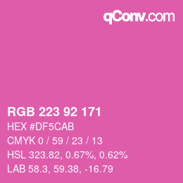 カラーコード: RGB 223 92 171 | qconv.com