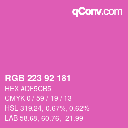 カラーコード: RGB 223 92 181 | qconv.com