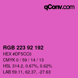 カラーコード: RGB 223 92 192 | qconv.com