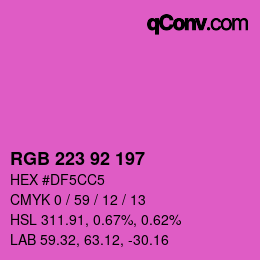 カラーコード: RGB 223 92 197 | qconv.com