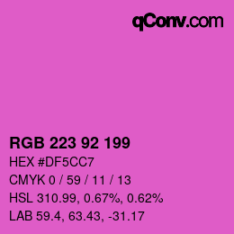 カラーコード: RGB 223 92 199 | qconv.com