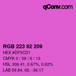 カラーコード: RGB 223 92 209 | qconv.com