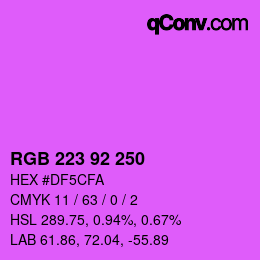 Color code: RGB 223 92 250 | qconv.com