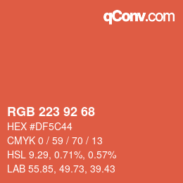 颜色代码: RGB 223 92 68 | qconv.com