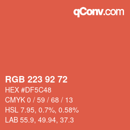 カラーコード: RGB 223 92 72 | qconv.com
