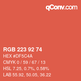 颜色代码: RGB 223 92 74 | qconv.com