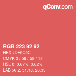 Color code: RGB 223 92 92 | qconv.com