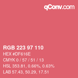 Color code: RGB 223 97 110 | qconv.com