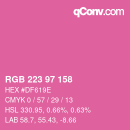 Color code: RGB 223 97 158 | qconv.com