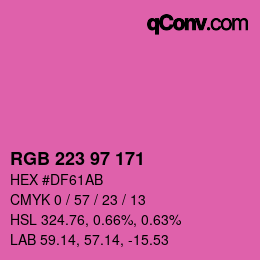 Color code: RGB 223 97 171 | qconv.com