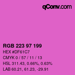 Color code: RGB 223 97 199 | qconv.com