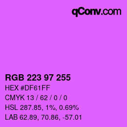 Color code: RGB 223 97 255 | qconv.com