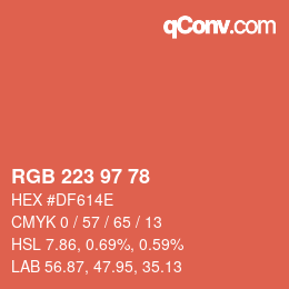 Color code: RGB 223 97 78 | qconv.com