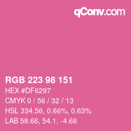 Color code: RGB 223 98 151 | qconv.com