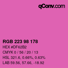 カラーコード: RGB 223 98 178 | qconv.com