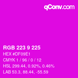 Color code: RGB 223 9 225 | qconv.com