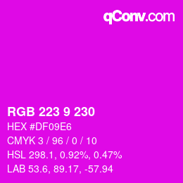 Color code: RGB 223 9 230 | qconv.com