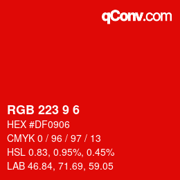 Color code: RGB 223 9 6 | qconv.com