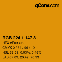 カラーコード: RGB 224.1 147 8 | qconv.com